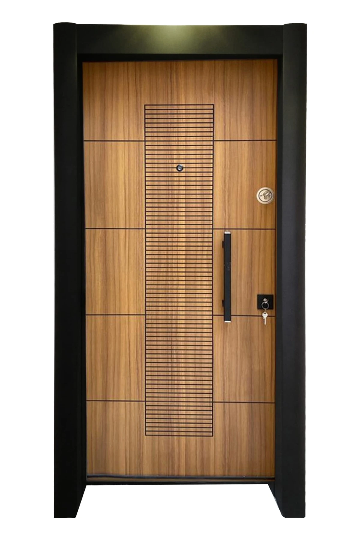 Ahşap Desenli Çelik Kapı, Tırnaklı Çelik Kapı, Çelik Kapı, Düz Model Çelik Kapı Sol Açılım