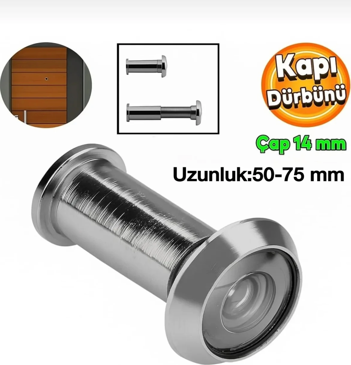 Çelik Kapı Dürbünü Ayarlanabilir 50-75 mm Çap 14 mm