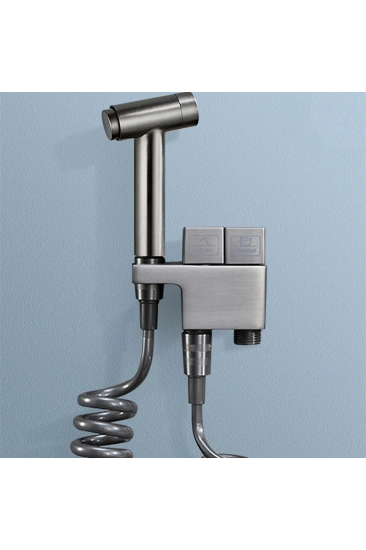 Banyo Bide Basınçlı Püskürtücü Taharet Musluğu Klozet Hortumu Antrasit Renk İthal 7 Yıl Garantili