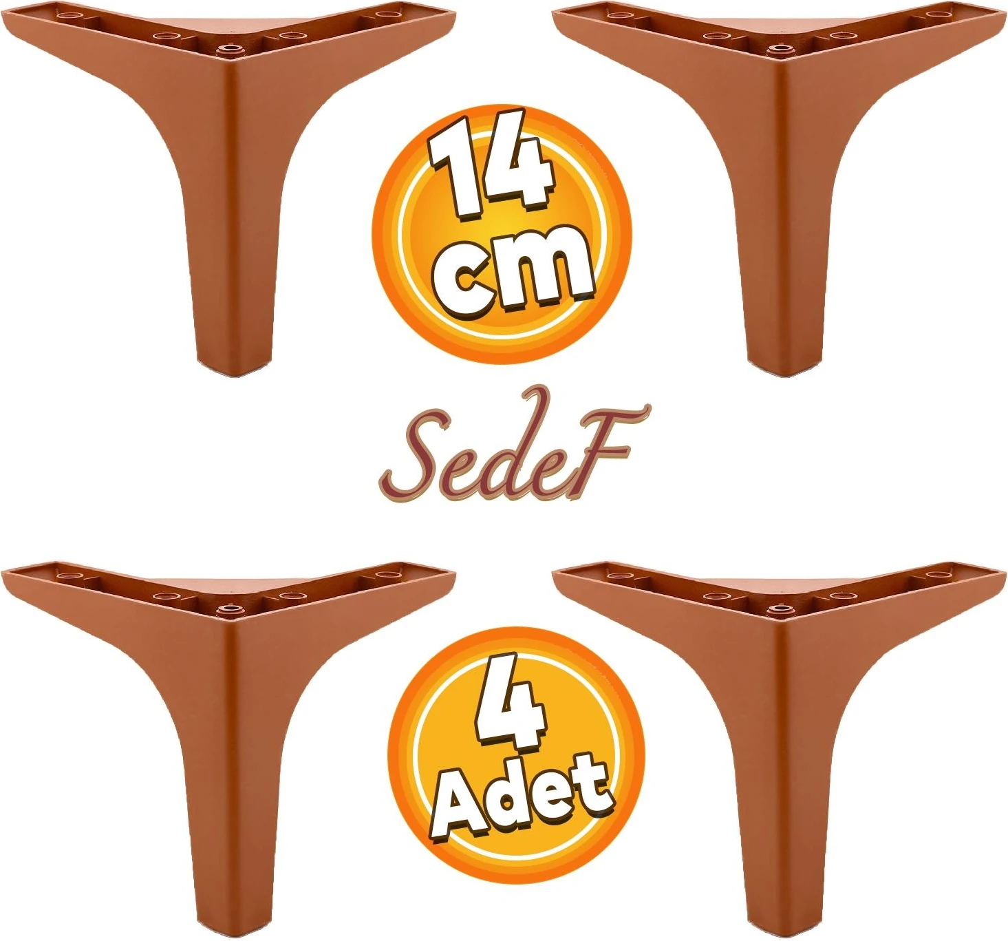 Sedef Lüks Mobilya Kanepe Sehpa Tv Ünitesi Koltuk Ayağı 14 cm Kahverengi Ayakları 4 Adet