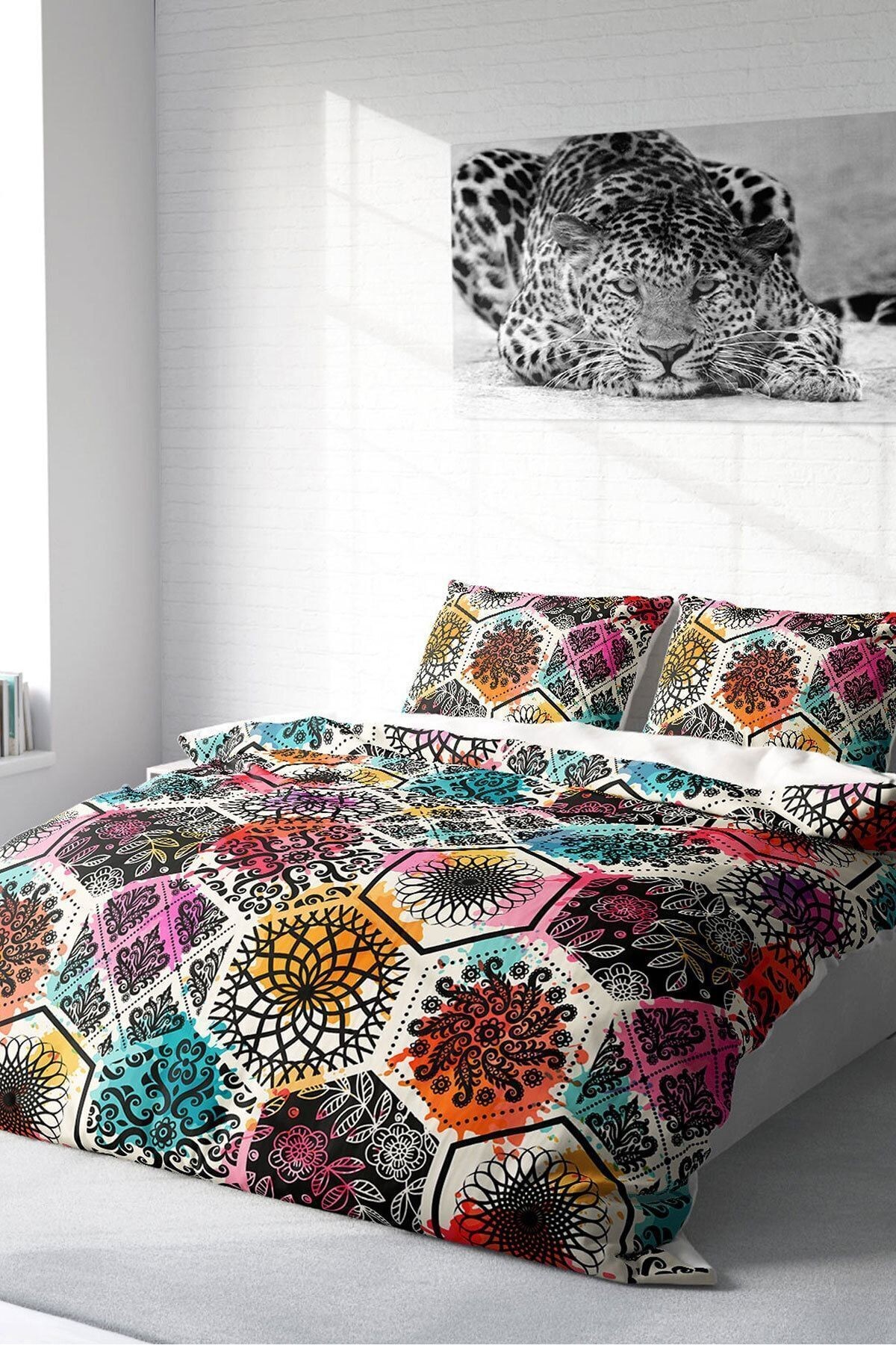 Nevresim Takımı %100 Doğal Pamuk Çift Kişilik 3d Digital Patchwork Tiles