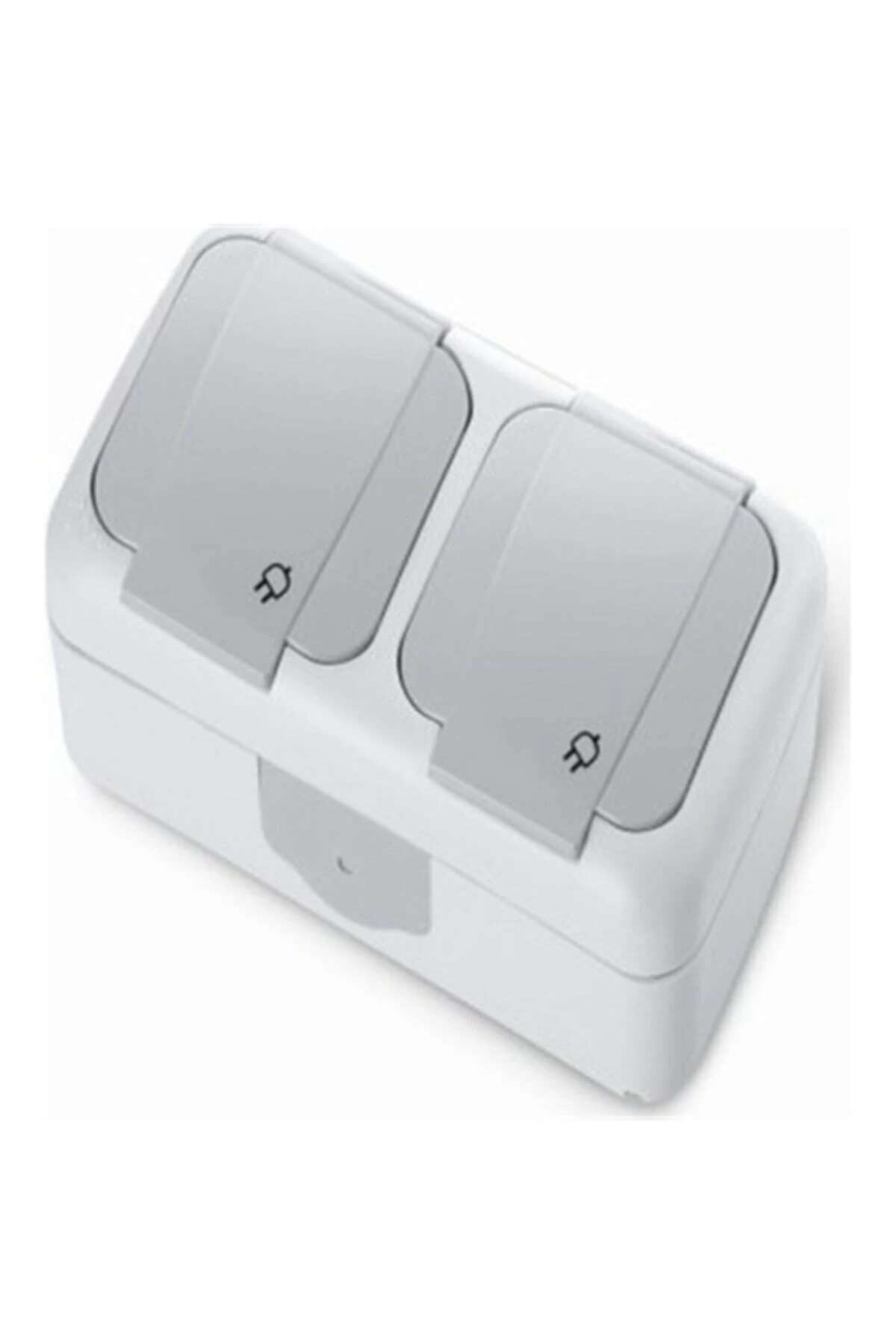 Palmiye Sıva Üstü Ikili Kapaklı Topraklı Priz