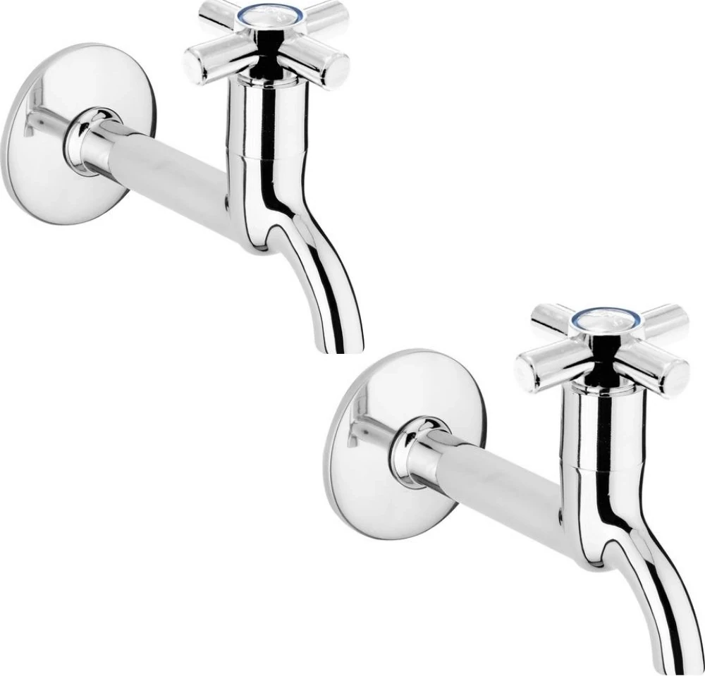 2li Artı Aç Kapa 4 Kollu Krom Çevirveli Musluk Duvardan Tek Girişli