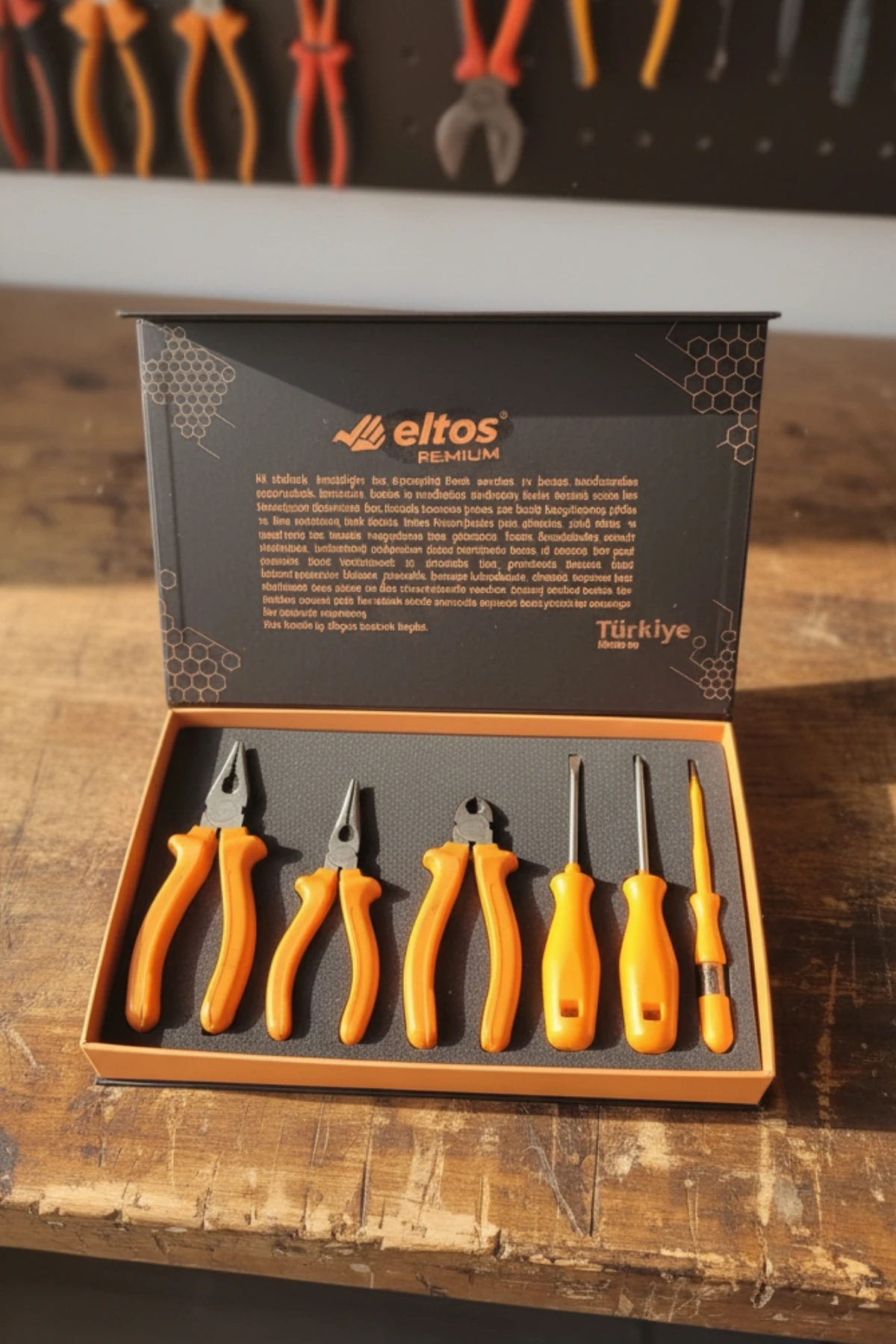 Premium 6 Parça El Aleti Seti – Yan Keski, Karga Burun, Pense, Tornavida - Özel Organizer Kutulu