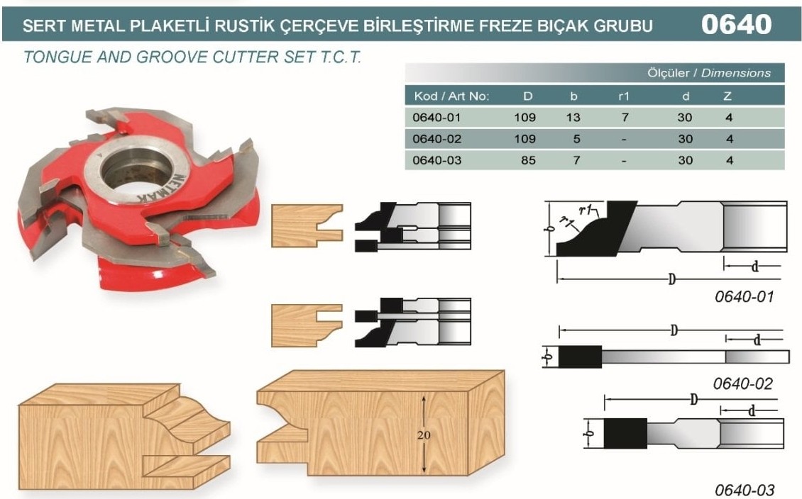 Rustik Çerçeve Birleştirme Bıçak Grubu 0640 Z4