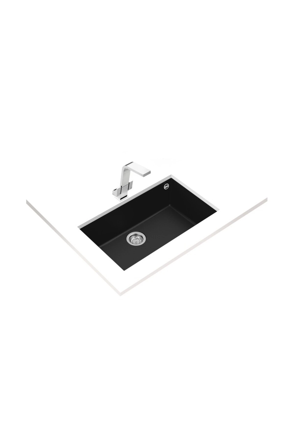 Square 72.40 Tg Siyah - Tek Hazneli Tezgahaltı Tegranite Eviye