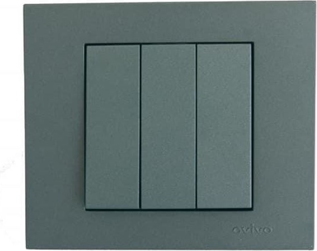 Çağatayelektrik Ovivo Grano Füme Üçlü Anahtar Mekanizma+Çerçeve