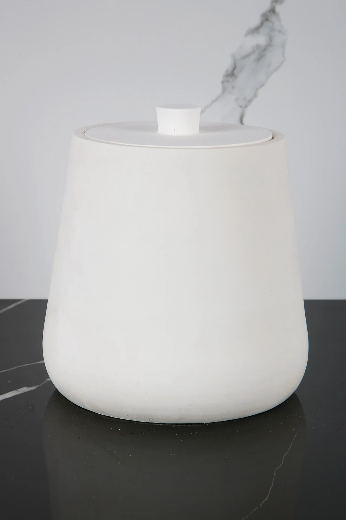 2 Parça Beton Çöp Kovası Banyo Mutfak Tuvalet Wc 18 Cm 4 Litre Kapaklı Kutu