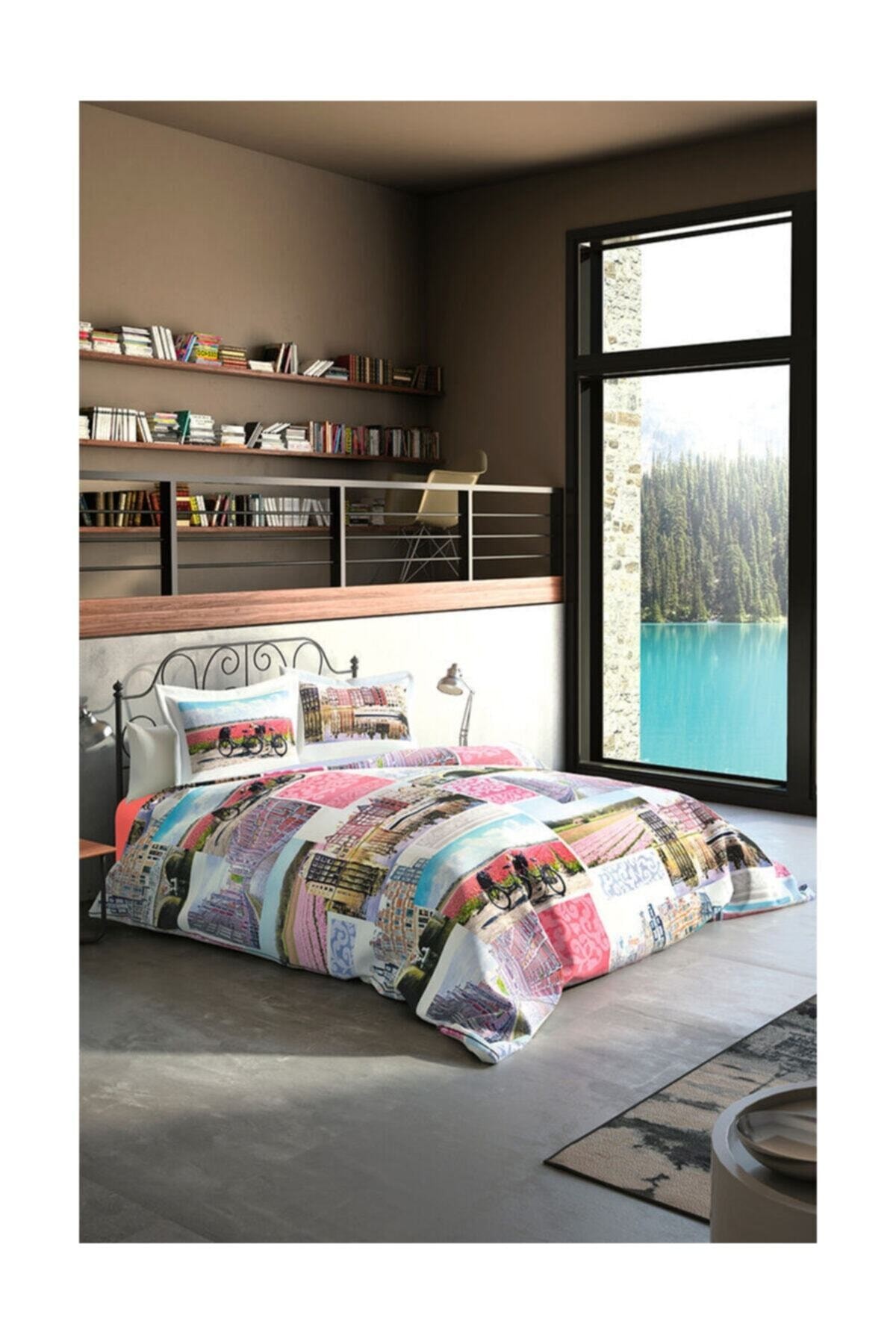 Art Colorcity Beyaz Saten Mercan Çift Kişilik Nevresim Takımı