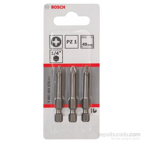 BOSCH - 3'Lü Paket - Ekstra Sert Seri Vidalama Ucu - Pz 1, 49 Mm