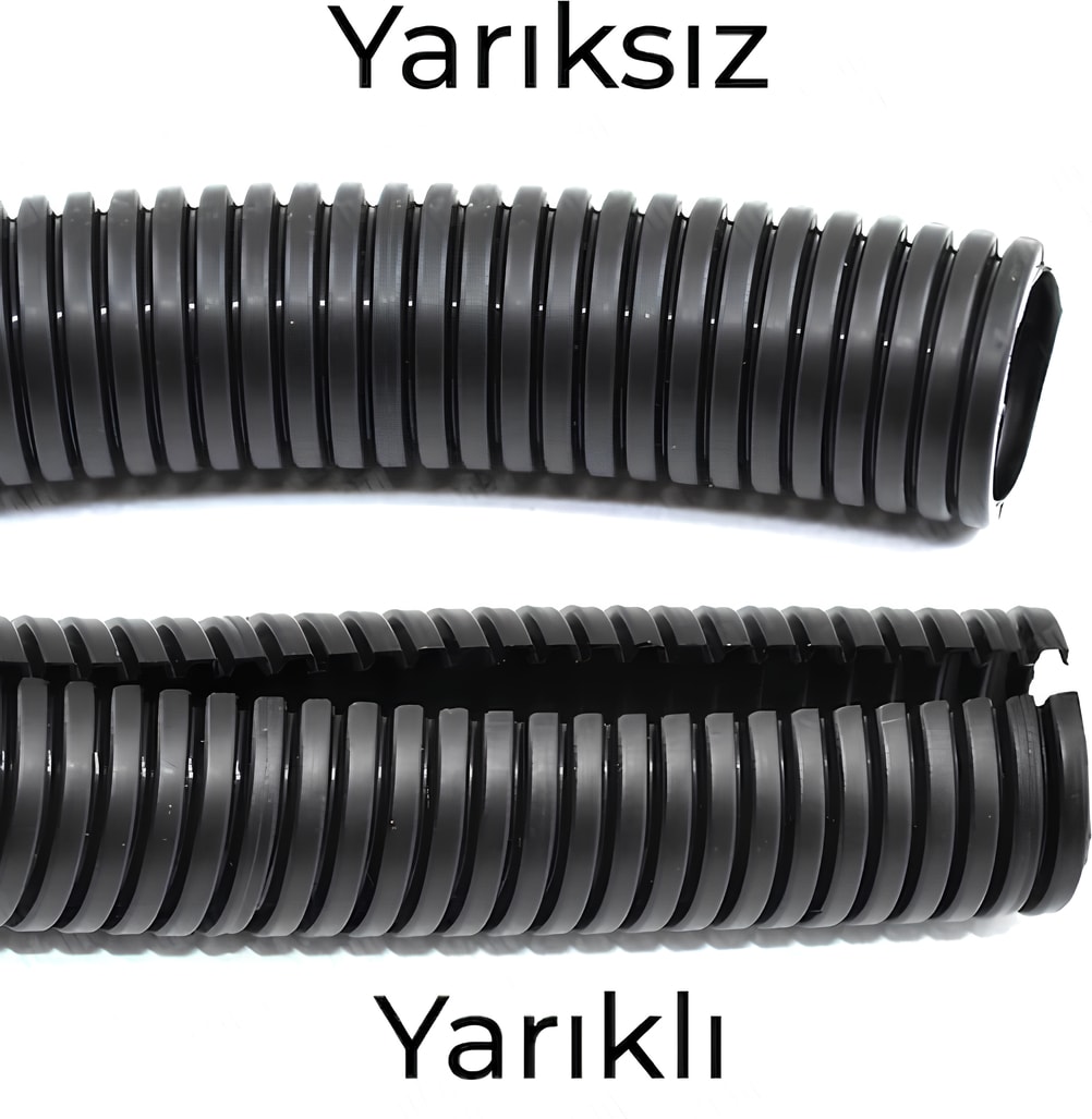 17 mm Yarıklı Spiral Hortum Kablo Gizleme Izolasyon Borusu Esnek Siyah