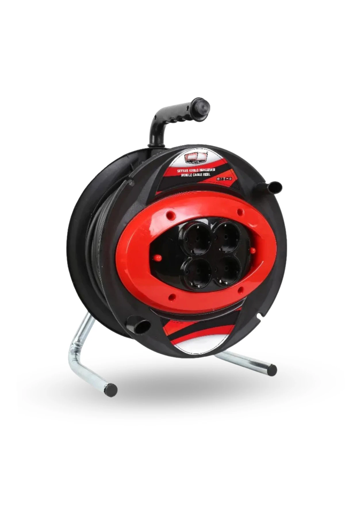 Büro Ev Ofis için Siyah 50 MT Makaralı 4PRİZ Uzatma