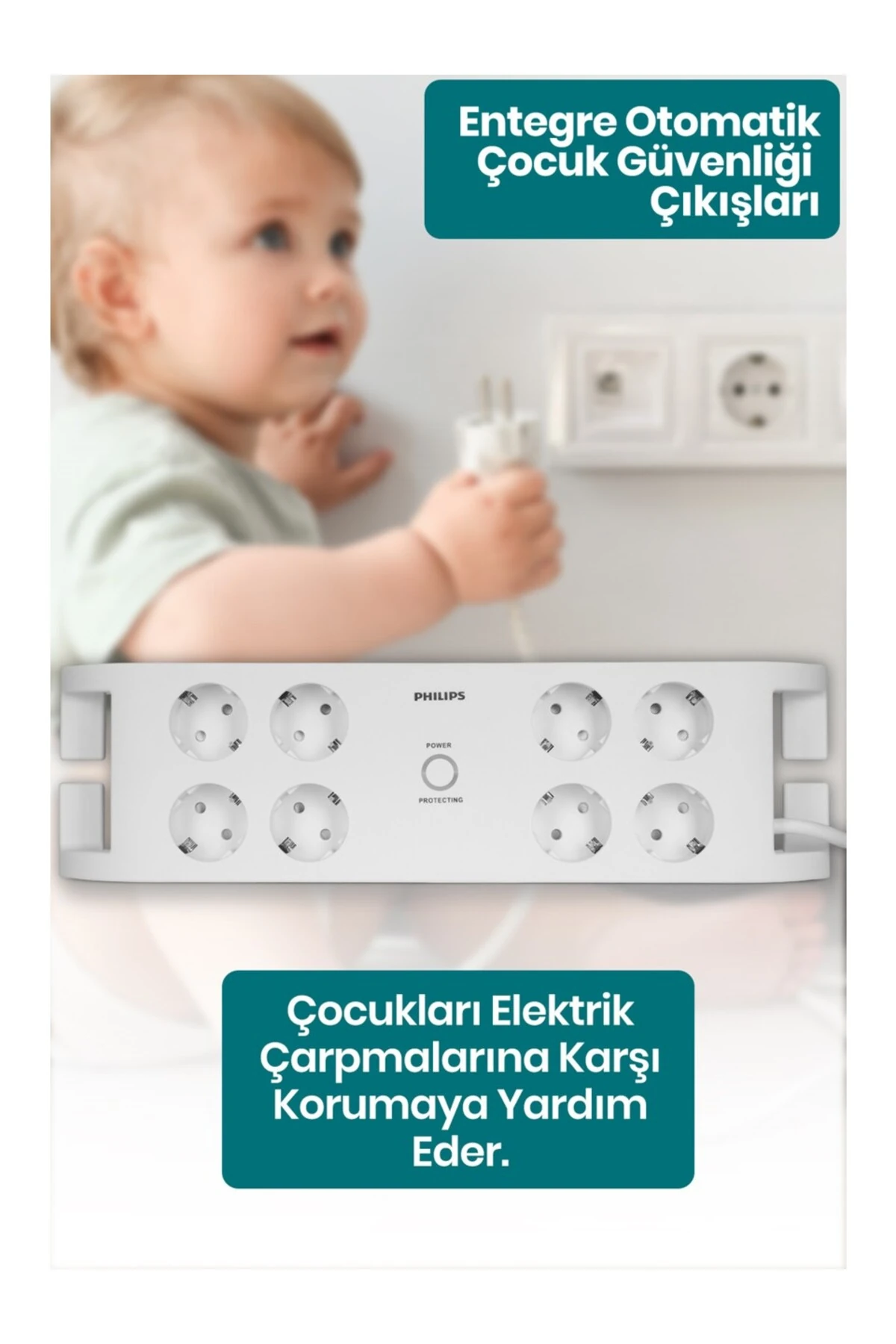 2 Metre 8'li 900 Jul Akım Korumalı Priz Spn3080b