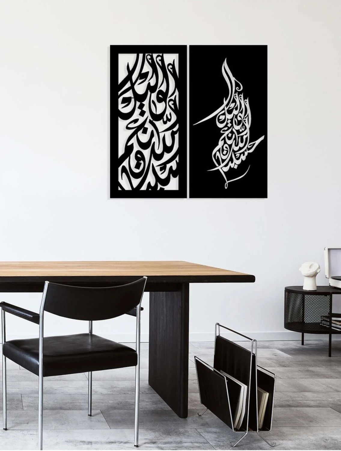 -Hasbünallahû Ve Ni'mel Vekil Islami Metal Tablo - Islami Ev Dekorasyonu - Dini Duvar Tabloları - 80 X 80 - Cm - Sıyah-Islm-011