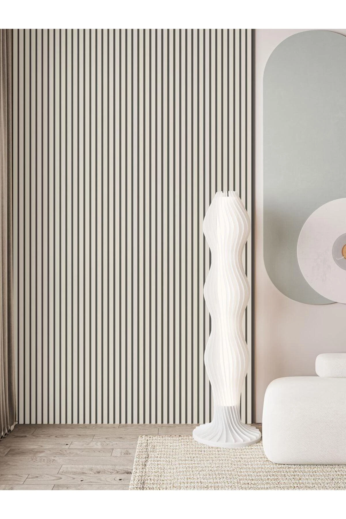 100 X 275 Cm Beyaz Akustik Panel Beyaz Çıta