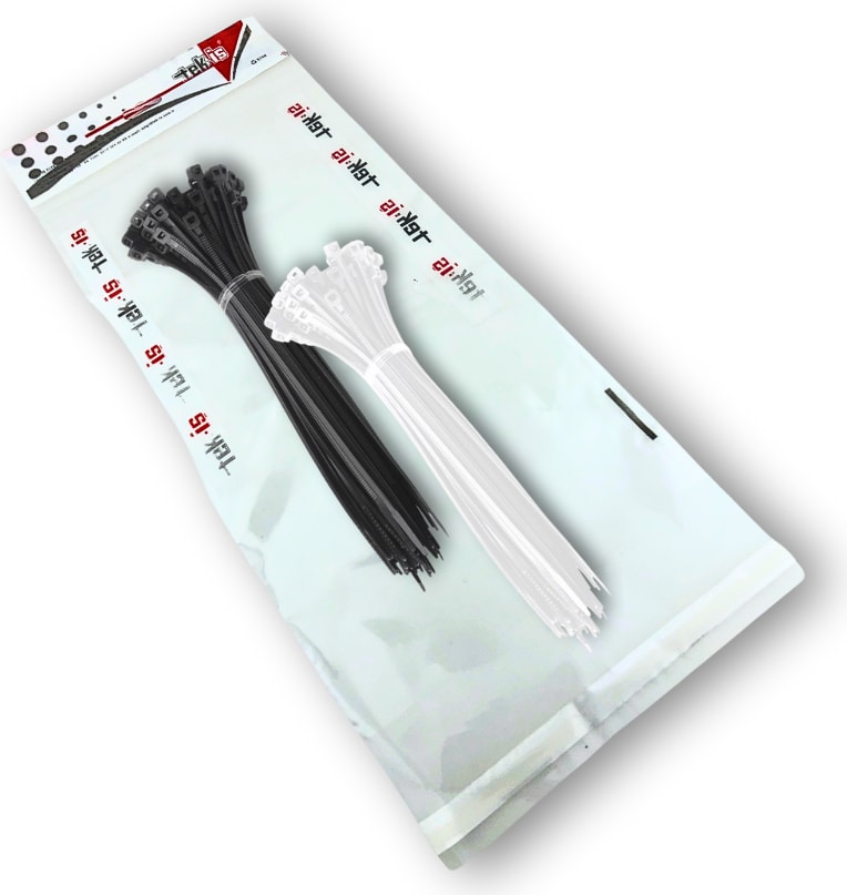 Plastik Kablo Bağı Klipsi Cırt Kelepçe 250 mm x 4.8 mm Siyah Beyaz Set Toplam 100 Adet