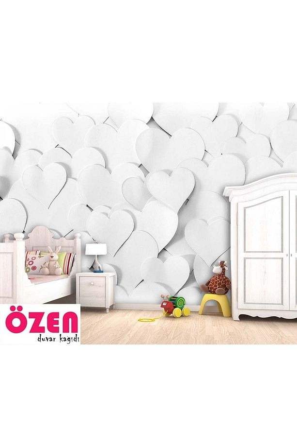 3 Boyutlu Kalpler Genç Odası Duvar Kağıdı