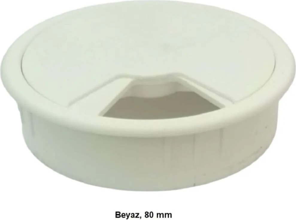 Masaüstü Kablo Kanalı Deliği Kapağı Beyaz 8 cm
