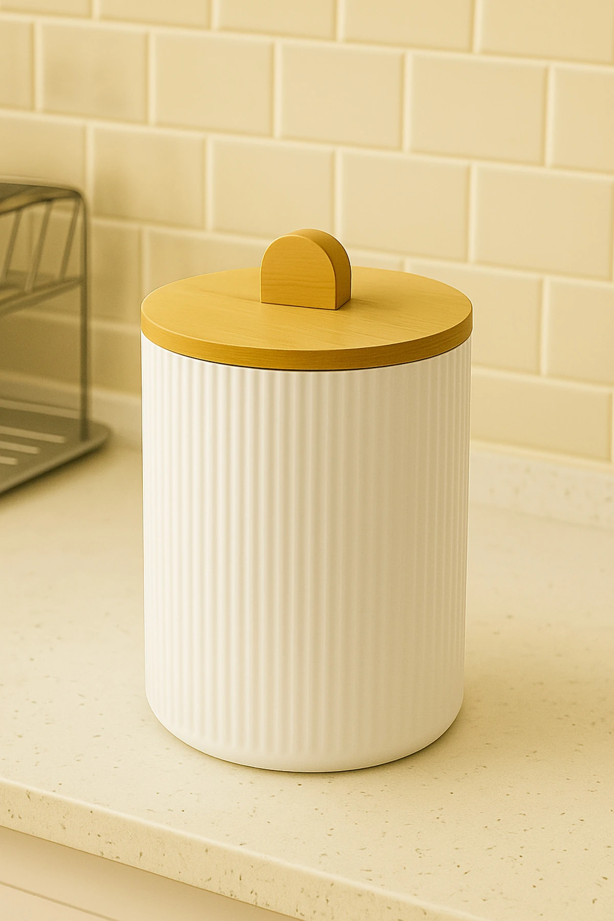 Bambu Kapaklı 8 LT Çöp Kovası – Doğal ve Şık Mutfak Çöp Kovası