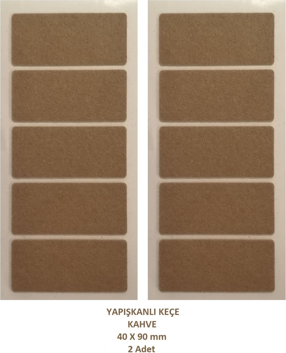 Zemin Koruyucu 40 x 90 mm Kahve Keçe, Ses ve Çizik Önleyici Kahve Mobilya Keçesi 2 Adet