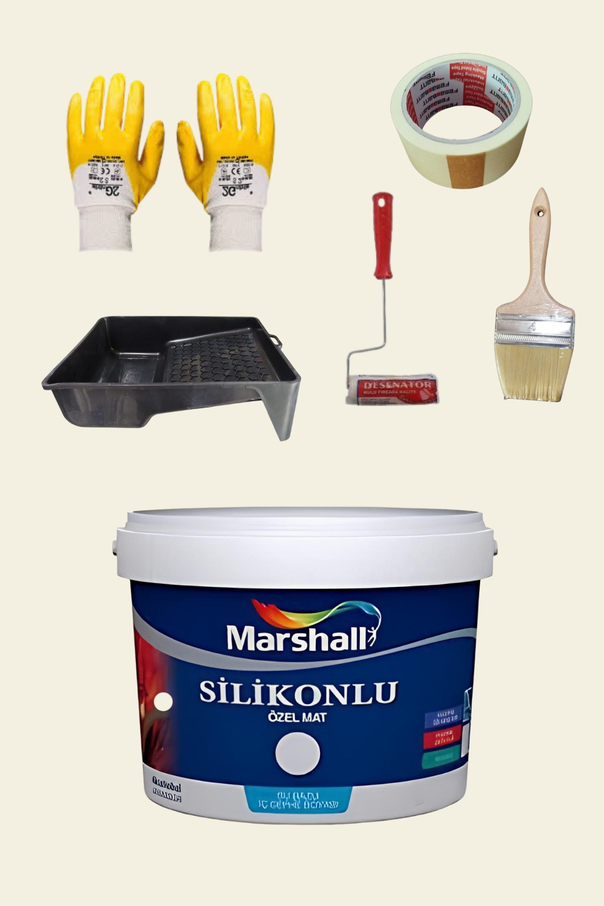 5'li Set Silikonlu Özel Mat Duvar Boyası Damla Sakızı 50 Çeşit Renk 2.5lt