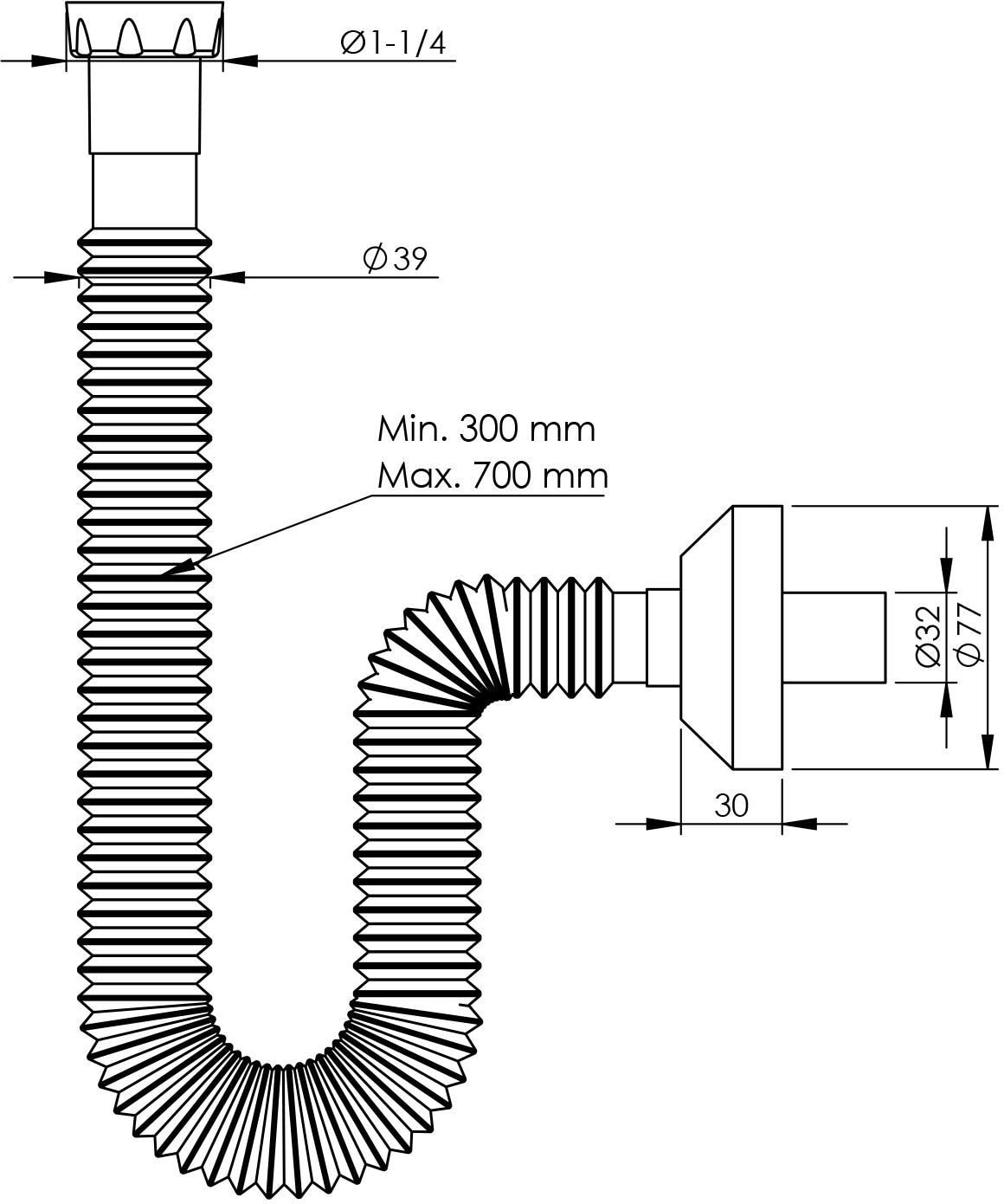 Pis Su Çıkış Borusu Metal Somonlu -Pop Up Metal Sifonlar Için - 32 mm Çıkış Ucu -Süzgeç Hariç-Metal Somunlu
