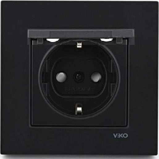 Novella Siyah Kapaklı Çocuk Korumalı Topraklı Priz Çerçeveli