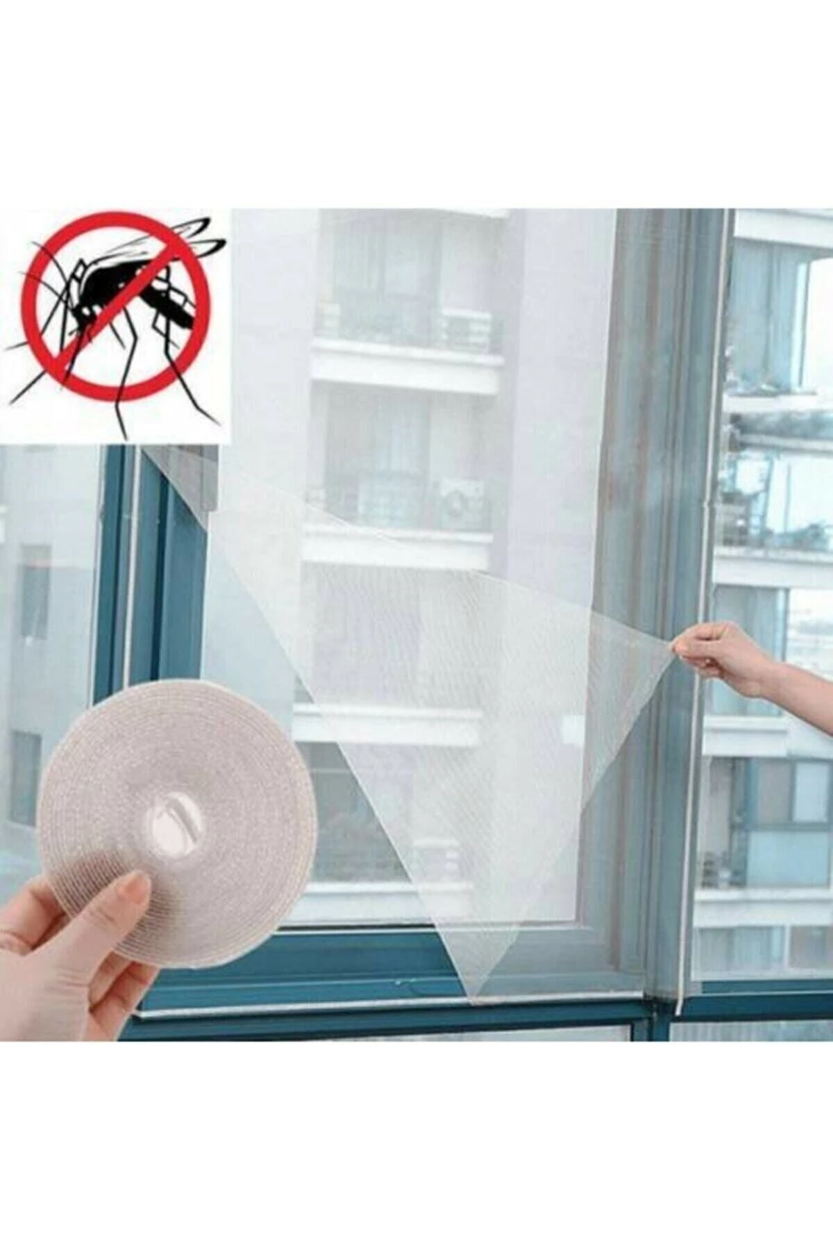 75x125 Cm Pencere Sinekliği Tül Sineklik Cam Kapı Kara Sinek Koruyucu Yapışkanlı Cırtlı Pratik Sinek