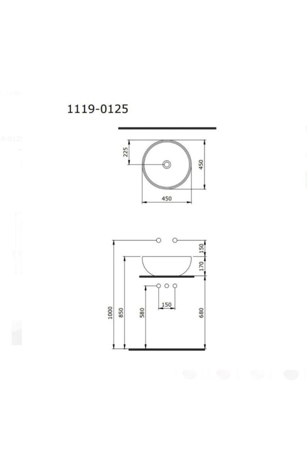 Venezia Çanak Lavabo 45 cm Mat Gri 1119-006-0125