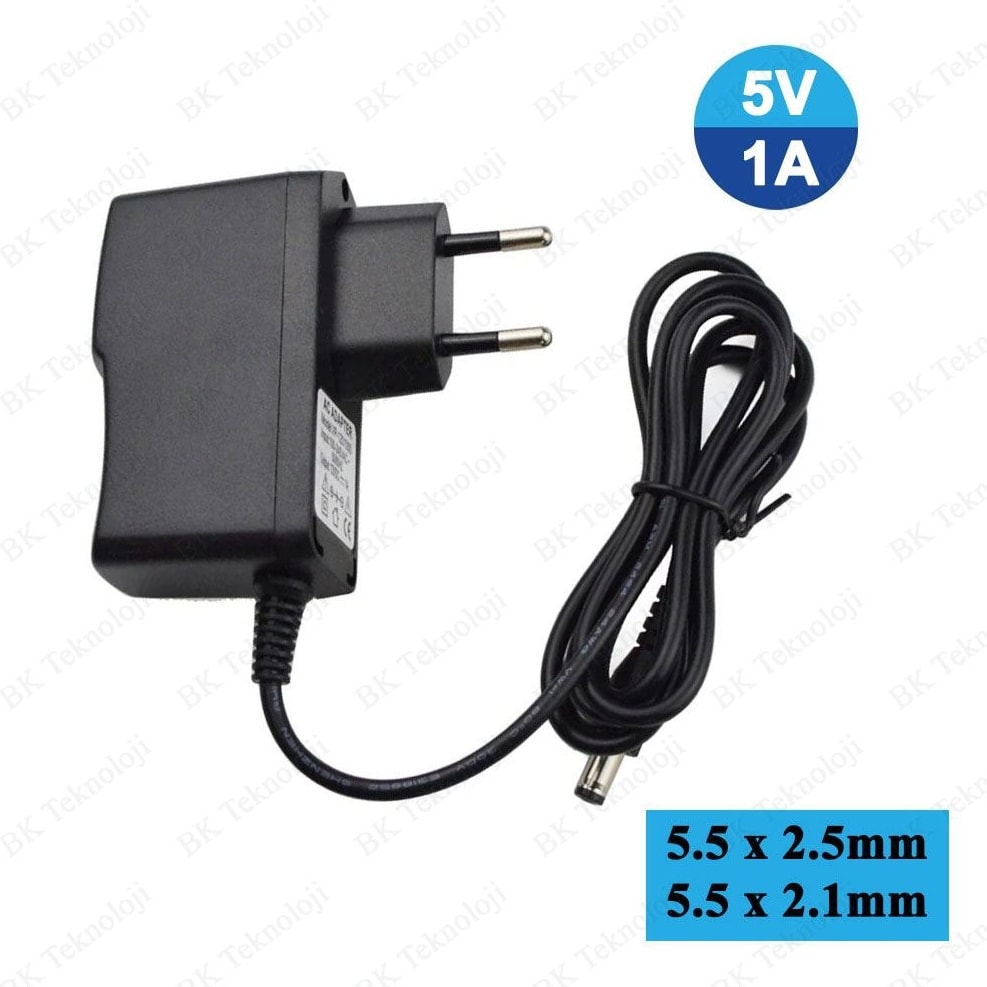 5 Volt 1 Amper 5.5mm x 2.5mm / 2.1mm Uçlu 5V 1A Adaptör