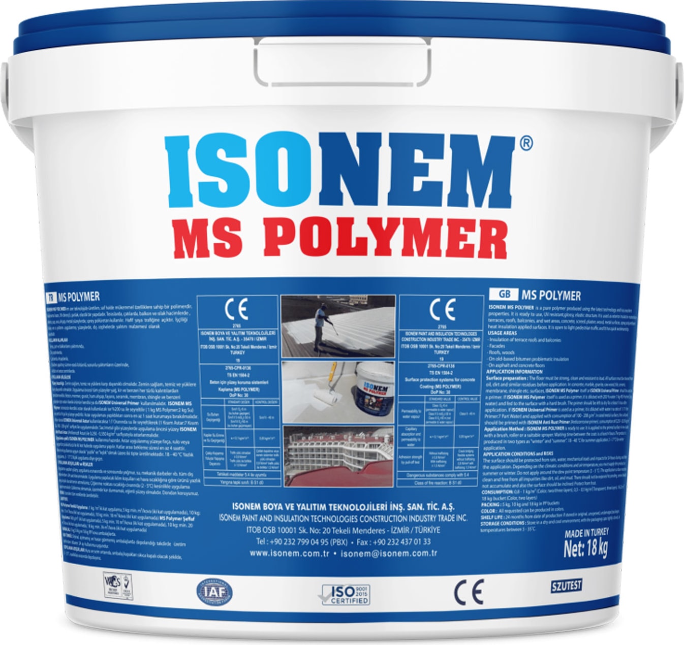 Isonem Ms Polymer %300 Elastik Su Yalıtım Malzemesi Beyaz 18 kg
