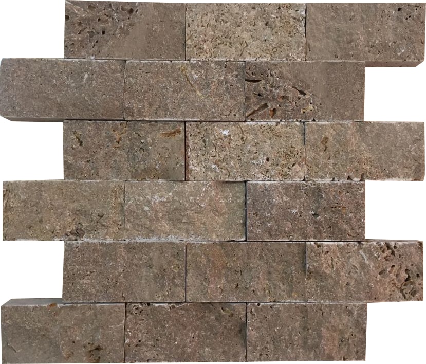 5X10Cm Kahverengi Doğal Taş Traverten Patlatma Taş Mozaik
