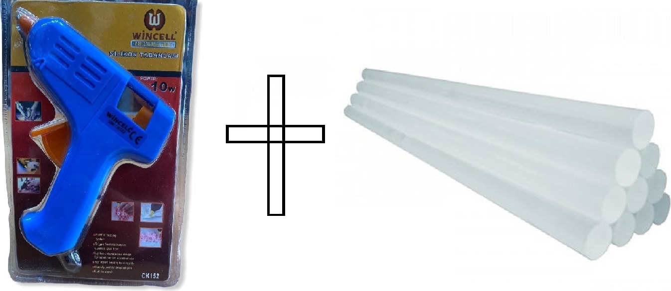 Sıcak Slikon Tabancası 60 Watt & 10'lu Silikon Çubuk & 2'li Mini Silikon