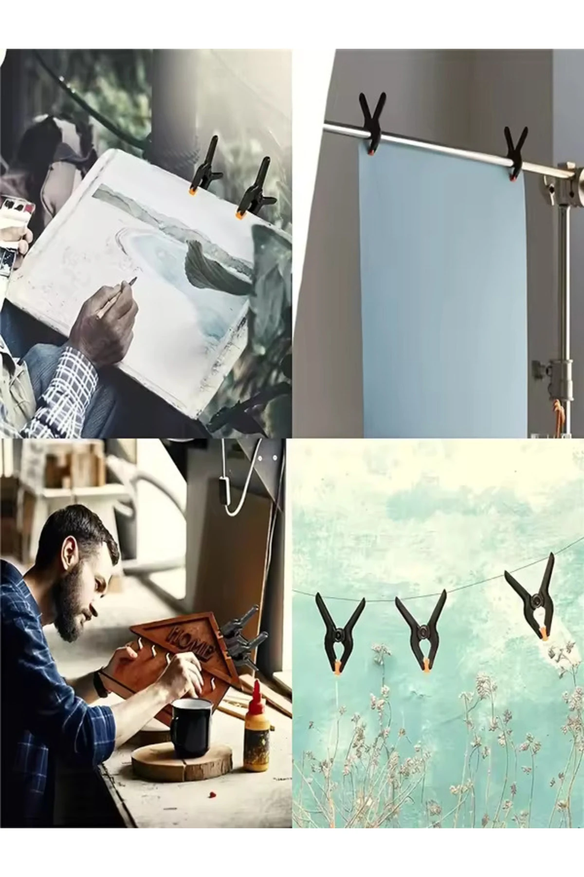 6 Adet Cep Telefonu Ekran Tutucu Kıskaç Klips Mandal Yaylı Işkence Plastik Kelepçe Güçlü Mafsallı