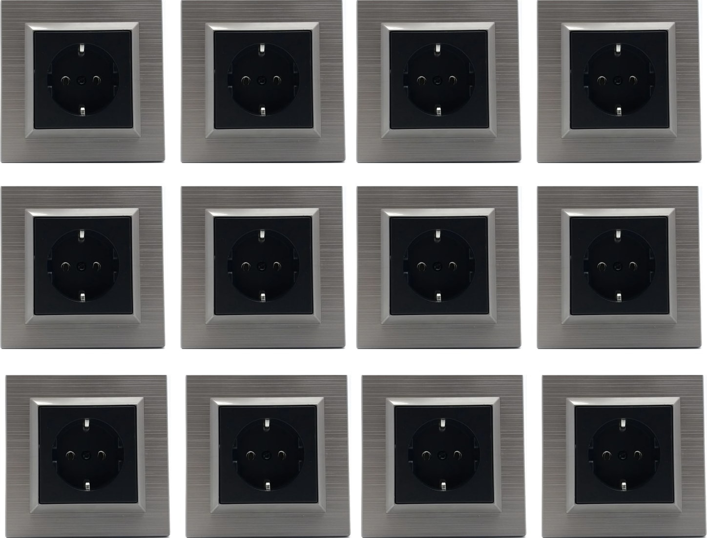 Quantum Bakır Topraklı Priz 12'li Paket (Çerçeve Dahil)