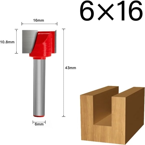6X16MM 6mm Shank Yüzey Planya Alt Temizleme Ahşap Freze Cnc Kesici Gravür Bıçağı Yönlendirici Bit Ağaç Işleme Aleti 10-32MM (Yurt Dışından)