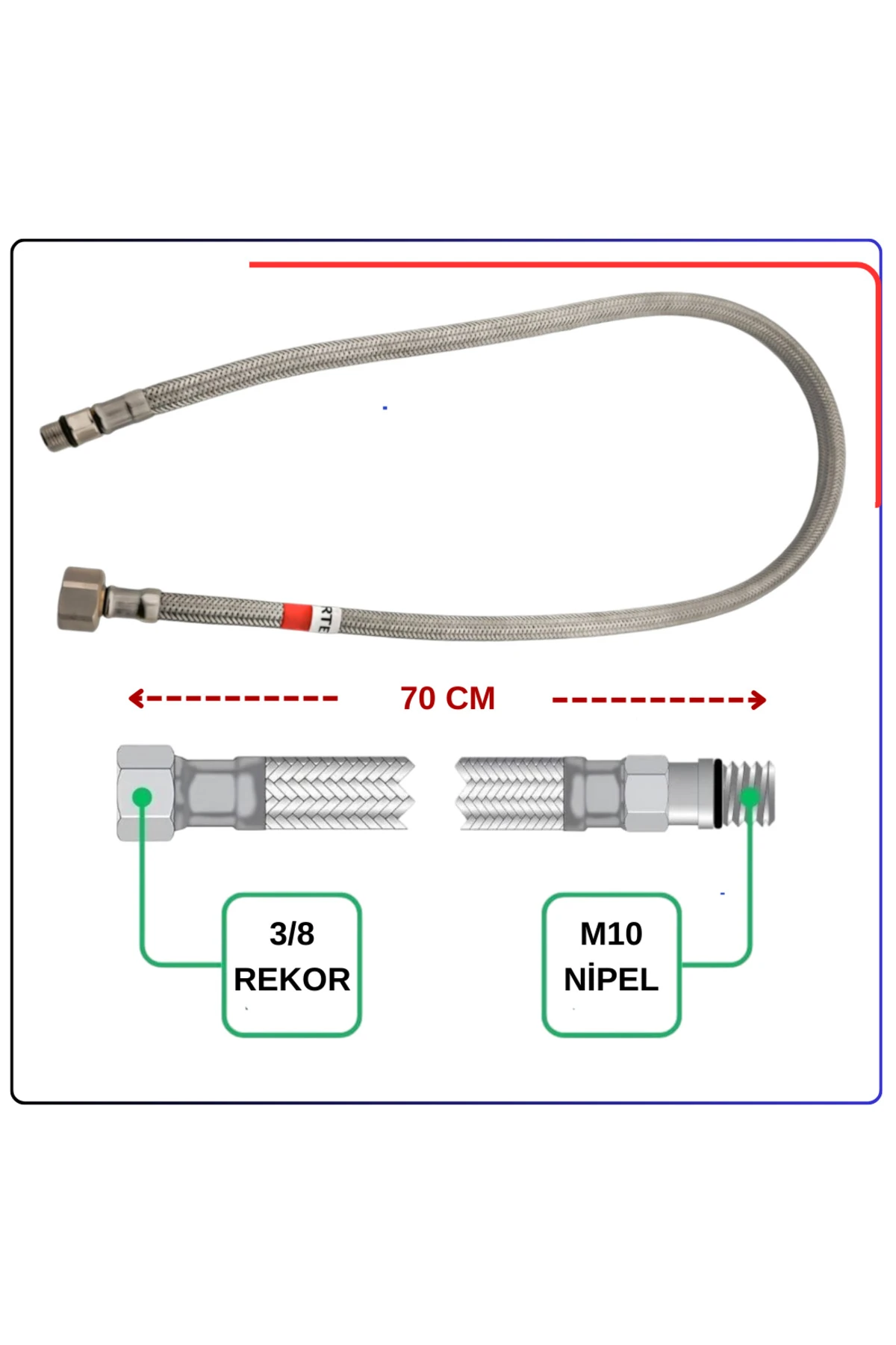 A3157598YP Flex Hortum M10x1x18xG3/8 L700MM DN6(10 Sıcak