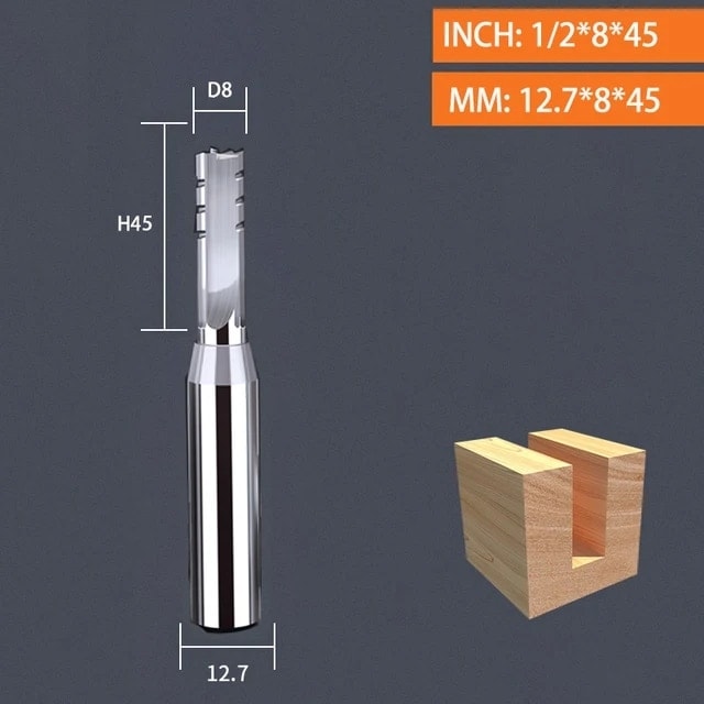 12.7X8X45 Vsharp 3 Flüt Tct Düz Kesme Ucu 12.7mm Hızlı Planya Kesme Karbür Alaşım Ağaç Işleme Yönlendirici Bit Ahşap Mdf Kontrplak (Yurt Dışından)