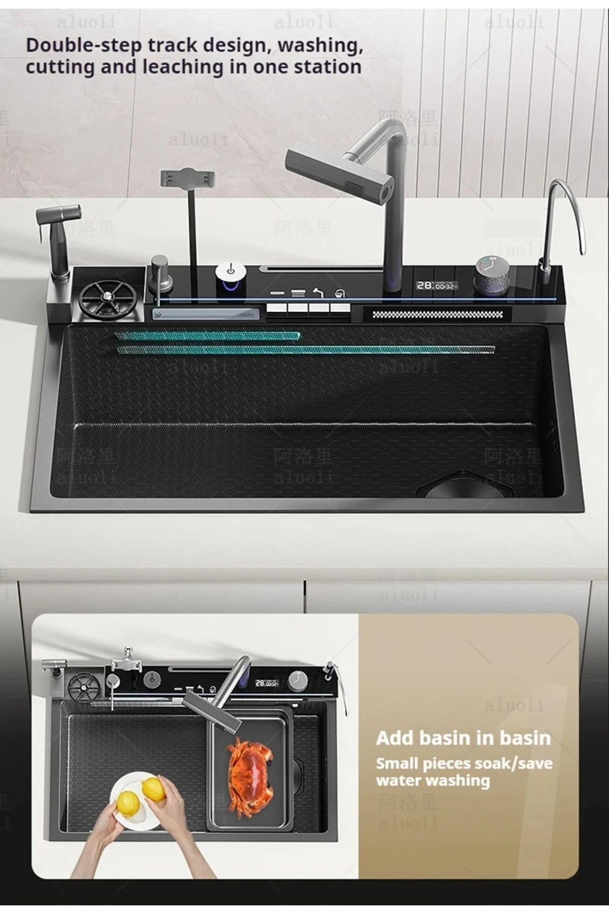 Dijital Akıllı Eviye Seti Ve Bataryası Antrasit 14 Fonksiyon Full Set Ithal 7 Yıl Garantili Patentli