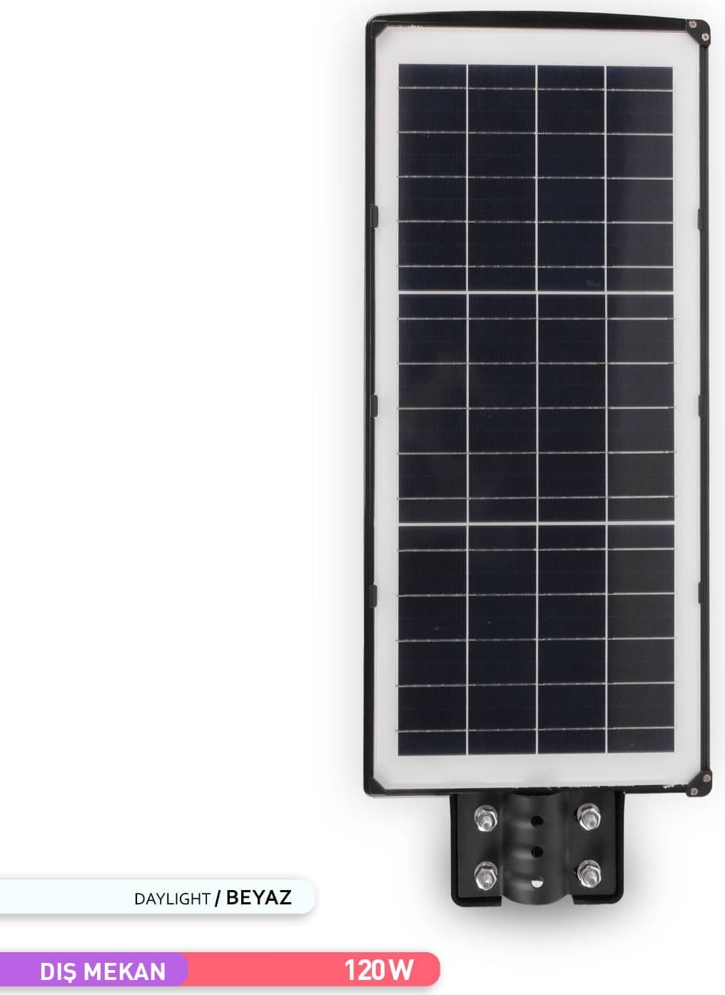120W LED Solar Sokak Armatürü Siyah Kasa 6500K Beyaz Işık 3.2V