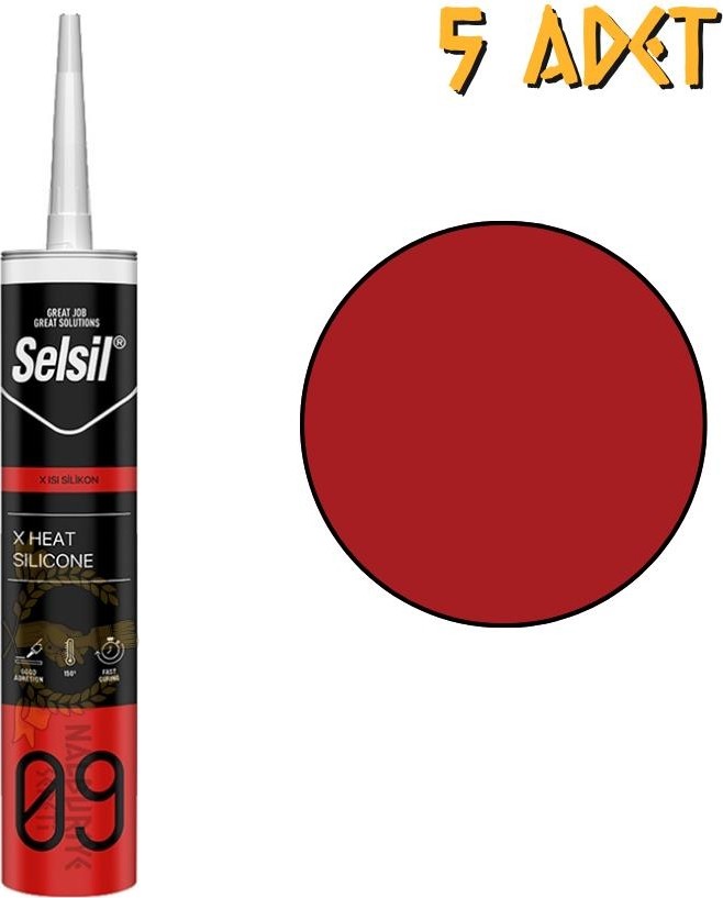 x 150 Derece Dayanıklı Isı Silikonu Kırmızı 310 Ml. - 5 Adet