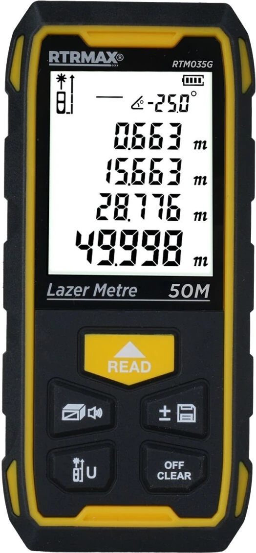 RTM035G Şarjlı Lazer Mesafe Ölçer 50 mt (Yeşil Renk)