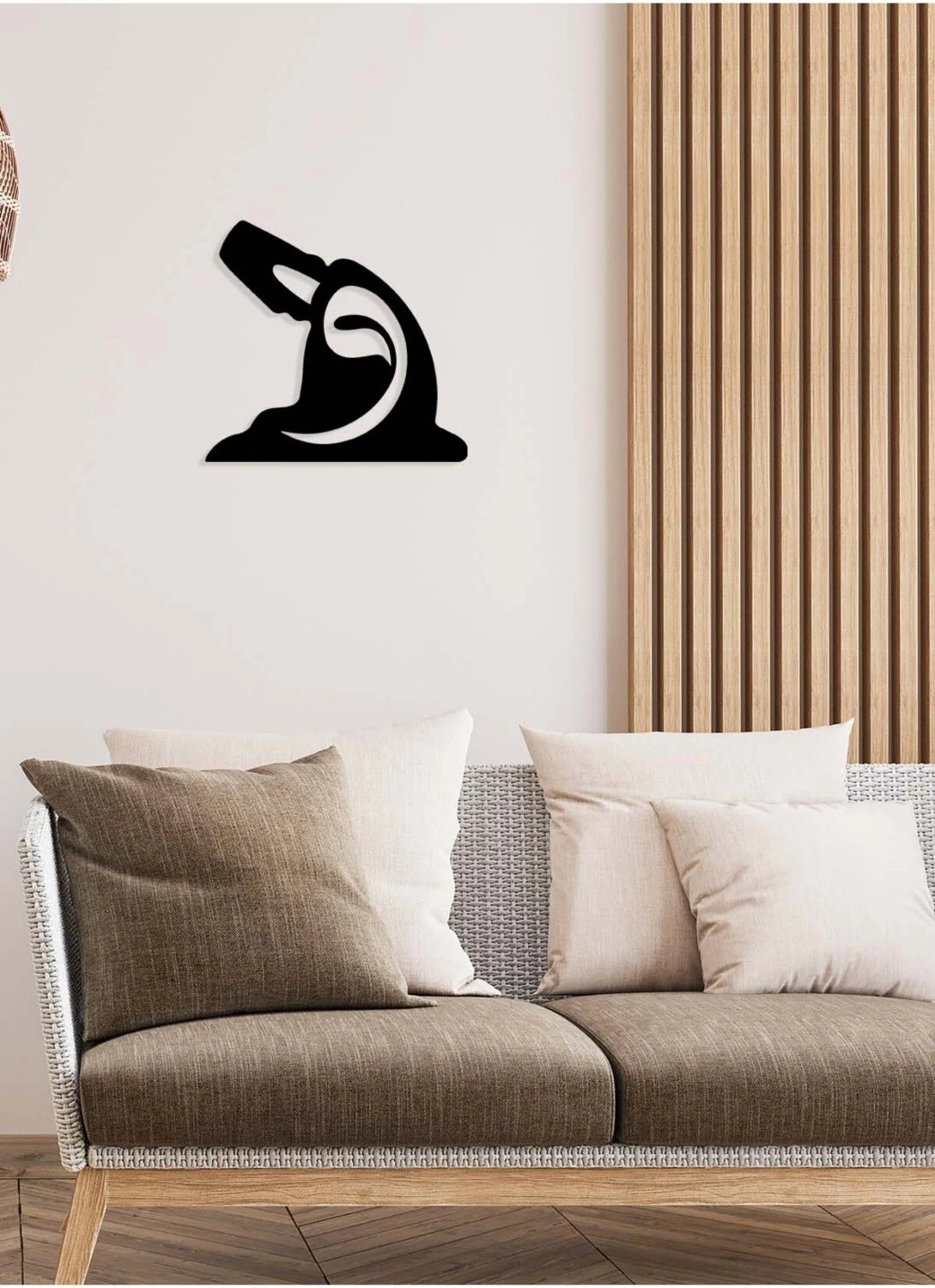 -Sufi Vav Harfi Islami Metal Tablo - Islami Ev Dekorasyonu - Dini Duvar Tabloları - 50 X 51 - Cm - Sıyah-Islm-183