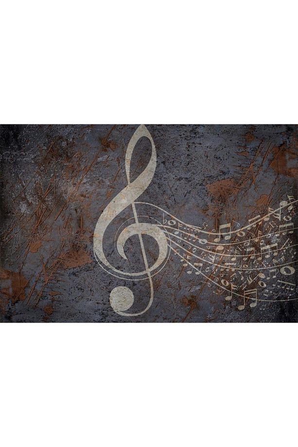 Müzik Notalı Eskitme Zemin Özel Tasarım Duvar Kağıdı