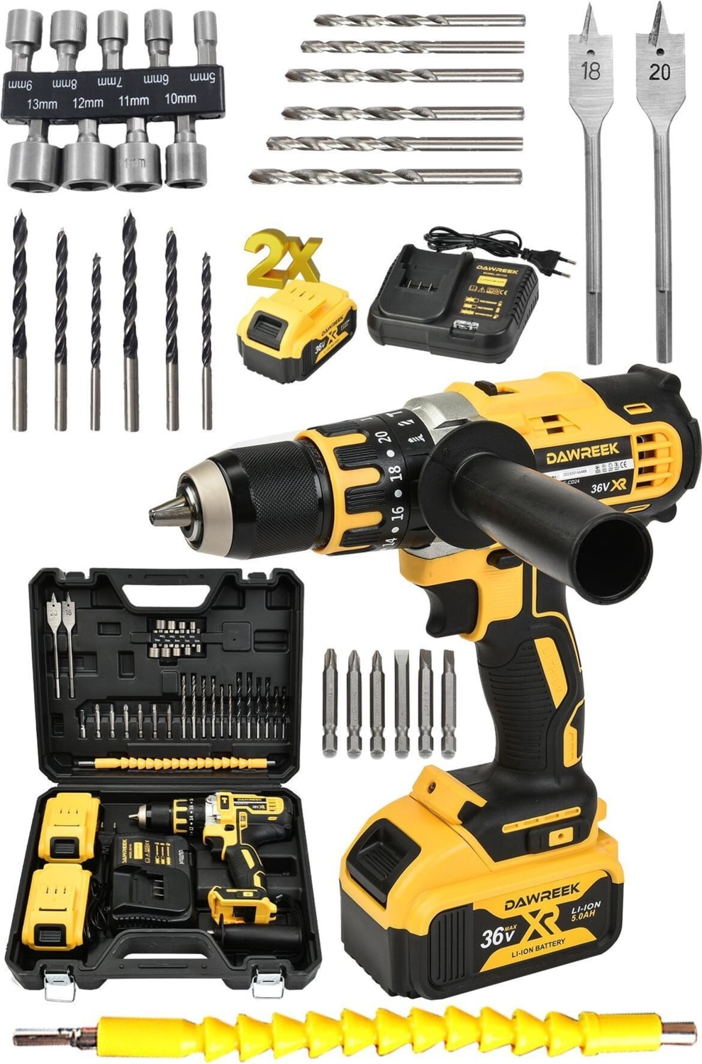 36V Dw 13MM Çelik Mandren Vidalama ile Güçlü Bağlantı