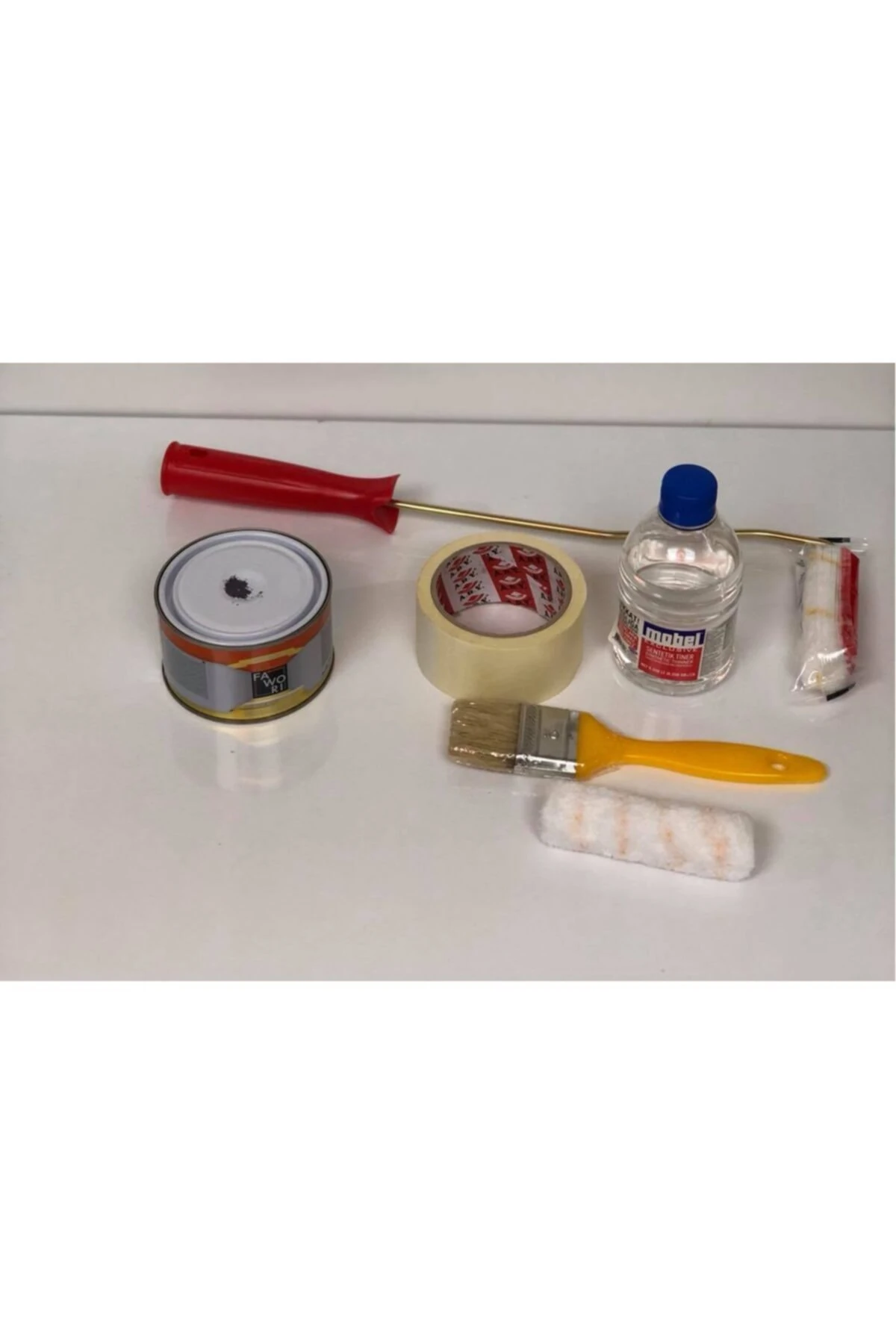 Yağlı Boya Seti 6 Prç 7001 Siyah Premium Sentetik Boya 0,25 Lt Tiner Rulo Fırça Bant