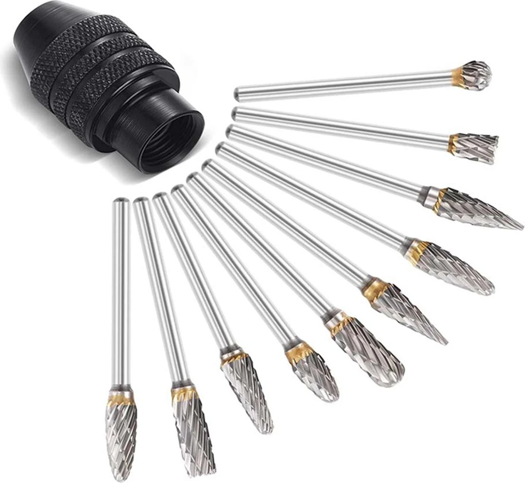 10 Parça Çift Kesim Karbür Döner Freze Seti (Yurt Dışından)