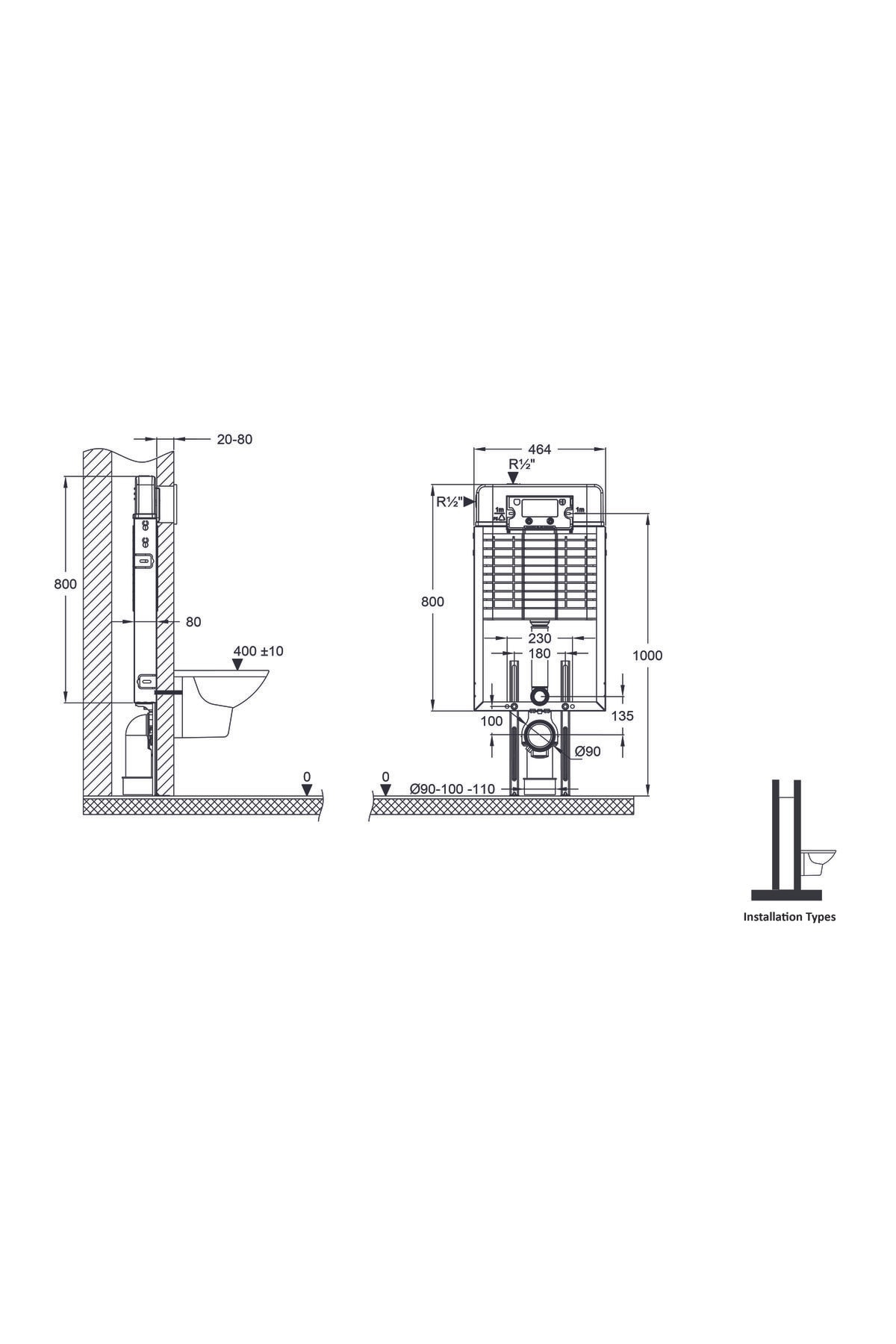 Adnoss Proecos Gömme Rezervuar 8cm 510198 - Kumanda Paneli Mat Krom - Cross Ankastre Valf