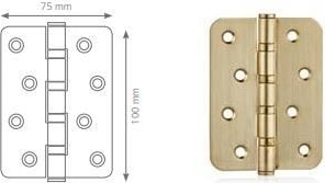Paslanmaz 10cm Oval Bilyalı Menteşe 2.2mm M. Altın