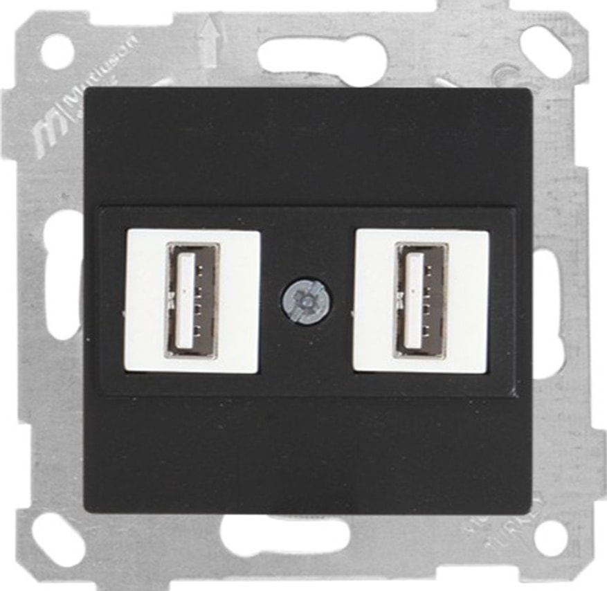 Rita Siyah Mekanizma + Tuş Data Prizi 2xusb